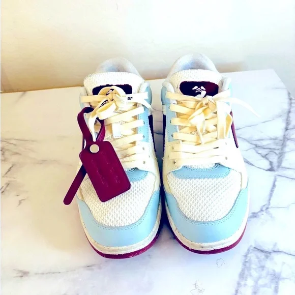 Off-White Sneakers in Cream and Burgundy - Picture 5 of 16